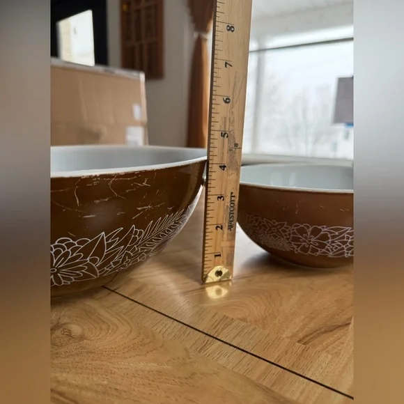 3 Vintage Pyrex Woodland Cinderella Brown Nested Mixing Bowls 442, 443, 444 - Picture 8 of 8